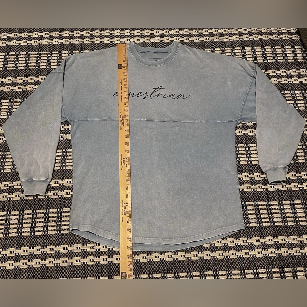 Dapplebay light blue oversized tie dye Womens Long Sleeve Equestrian Horse lover - Picture 2 of 11